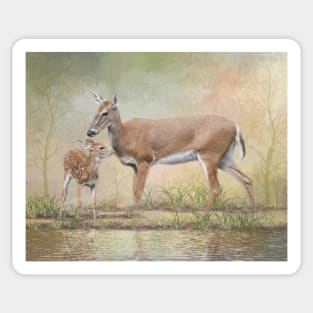 Doe and Fawn Deer Wall Art Sticker